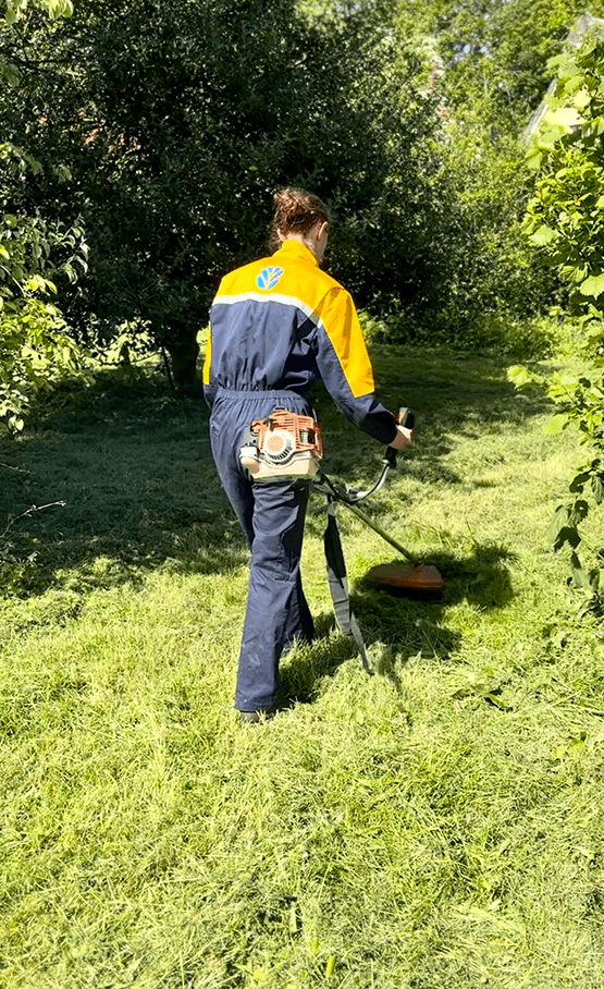 Person Cutting Grass